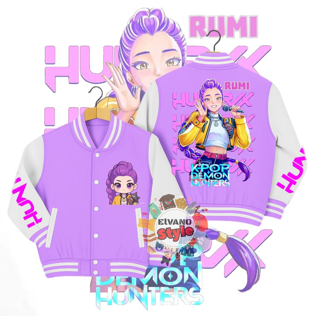 KPop Domon Hunters Huntrix Rumi Character Girls Baseball Jacket ...