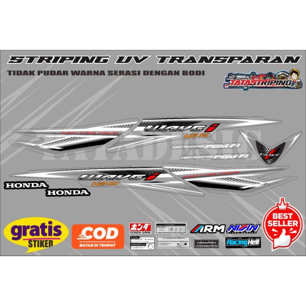 สติกเกอร์แต่งมอเตอร์ไซค์ TRANSPARENT WAVE STRIPING 125 รูปที่ 3