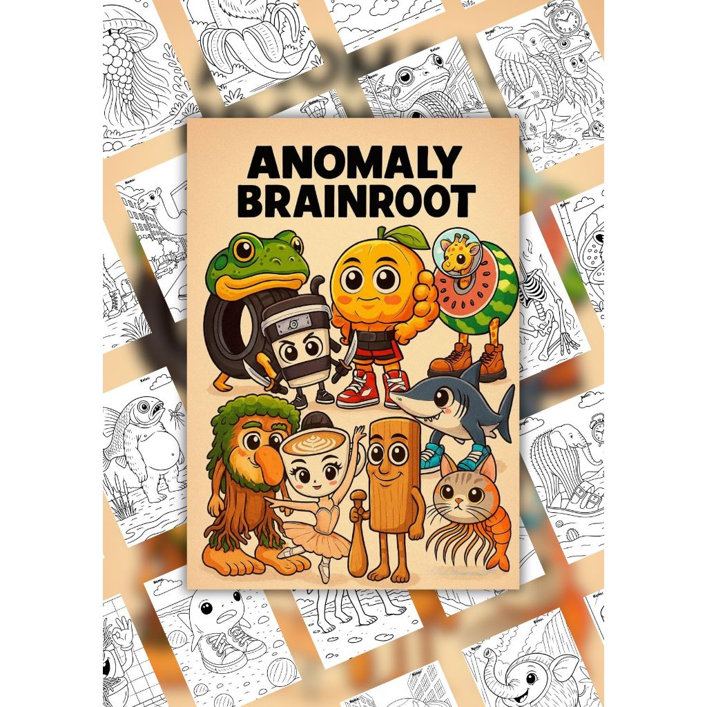 Anomaly Italian Brainroot Theme แผ่นระบายสีสําหรับเด็ก - 25 หน้า A4 A5 ...