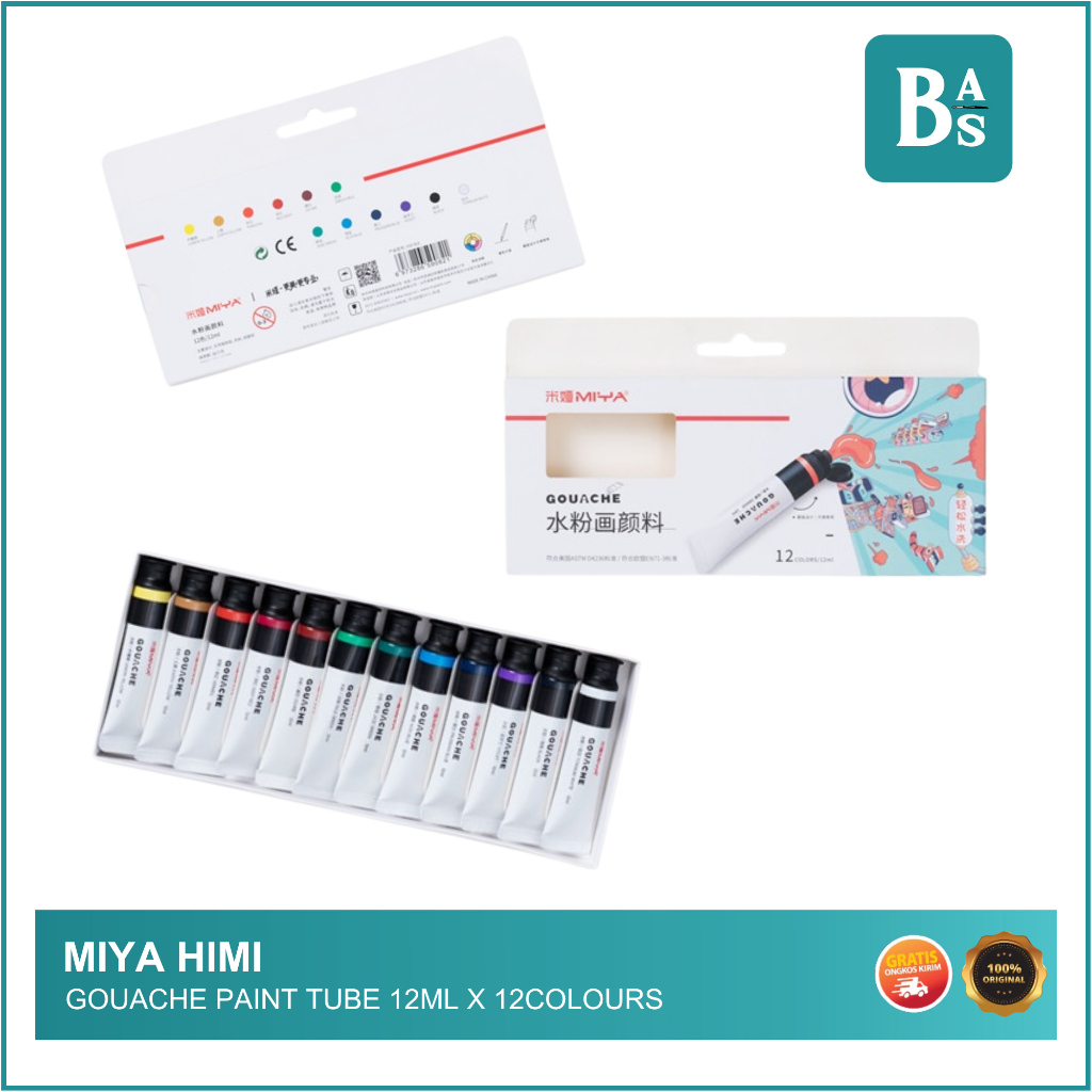 MIYA HIMI Gouache Paint Tube 12ml X 12colors Shopee 