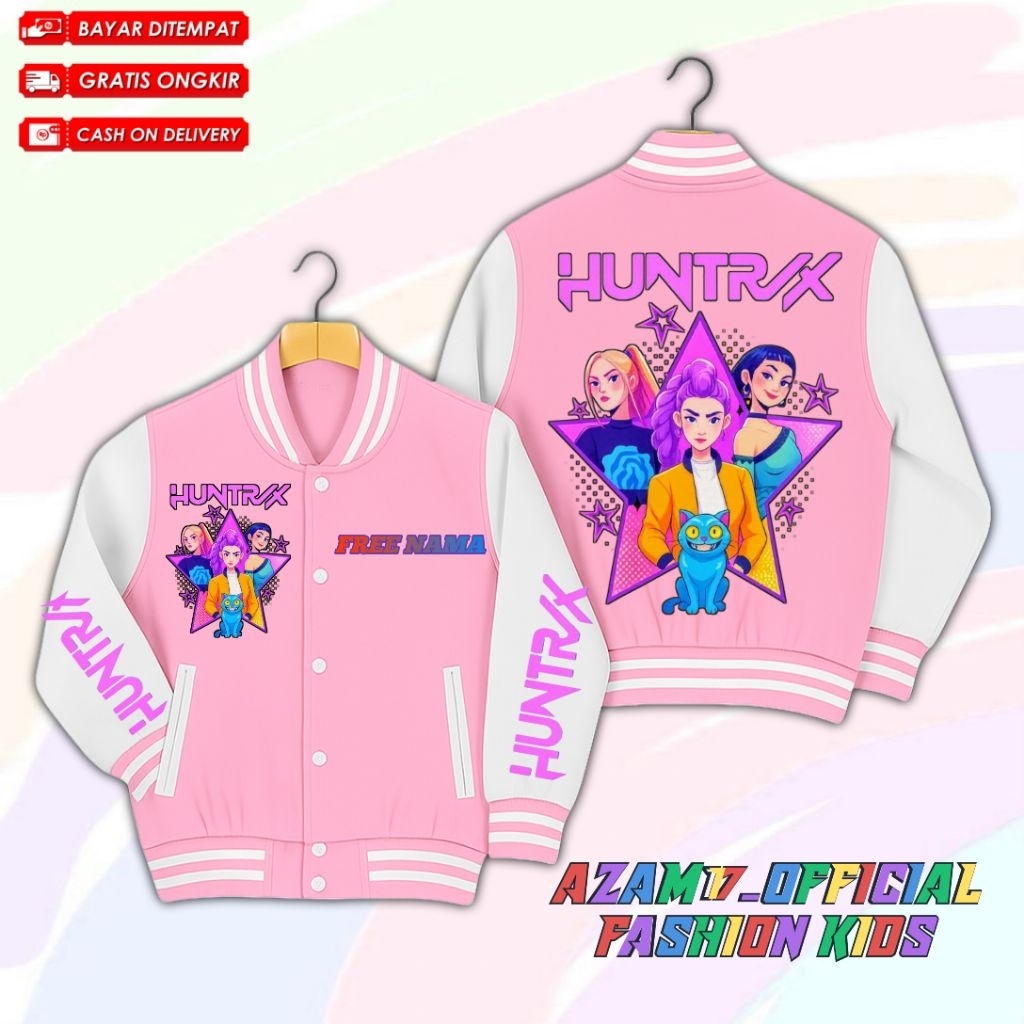 Huntrix KPop Demon Hunters เด็ก Varsity แจ็คเก็ตเบสบอลชื่อฟรี / K-Pop ...