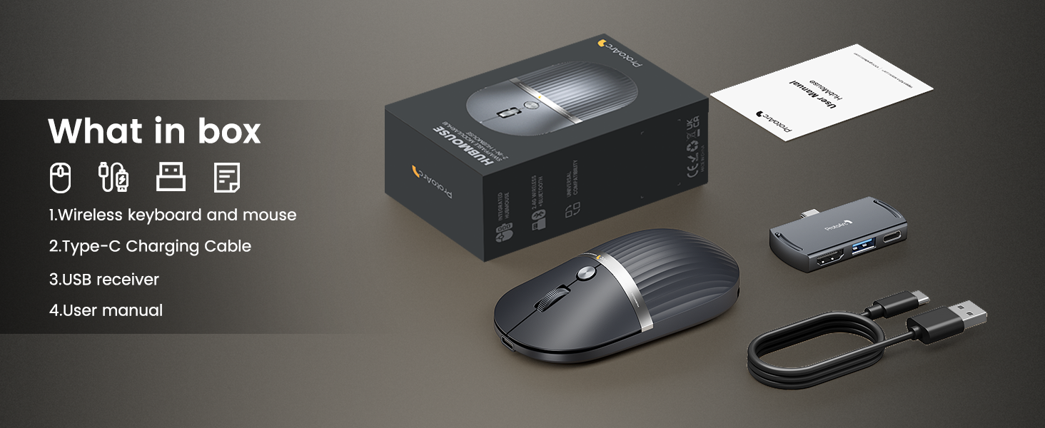 ProtoArc HubMouse เมาส์ Bluetooth พร้อม Hub USB-C ในตัว รองรับ HDMI 4K ...