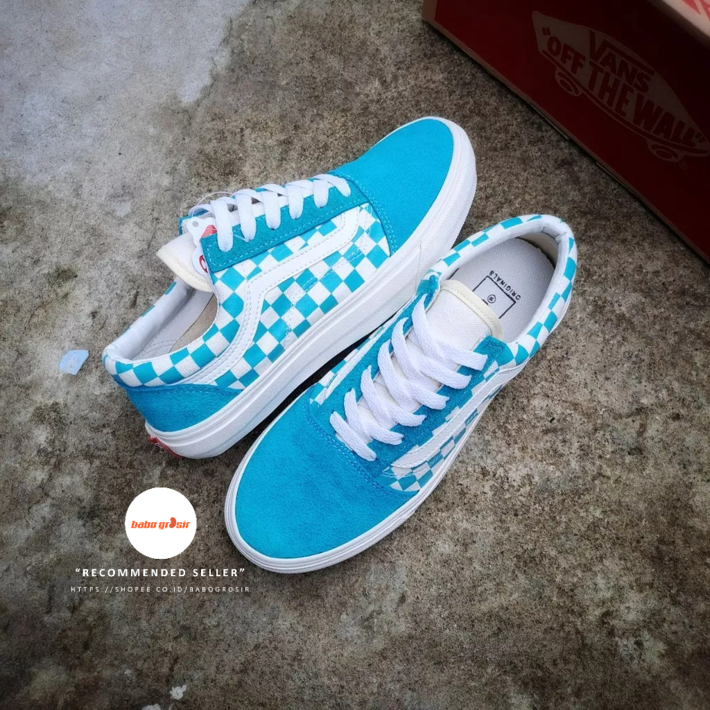 รองเท้าผ้าใบ-สําหรับผู้หญิง-vans-oldskool-checkerboard-tosca-premium-นําเข้าจากจีน-ป้ายแท็ก-หนังกลับ-ผ้าใบ-วาฟเฟิล-dt-กันลื่น-ผลิตในจีน