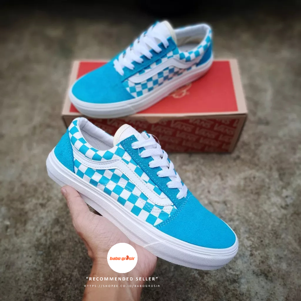 รองเท้าผ้าใบ-สําหรับผู้หญิง-vans-oldskool-checkerboard-tosca-premium-นําเข้าจากจีน-ป้ายแท็ก-หนังกลับ-ผ้าใบ-วาฟเฟิล-dt-กันลื่น-ผลิตในจีน