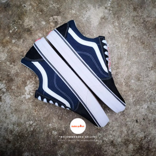 รองเท้าผ้าใบ สําหรับผู้ชาย และผู้หญิง | Vans Oldskool Classic Navy Black Premium นําเข้าคุณภาพ รวมกล่อง, หนังนิ่มด้านบน + ผ้าใบ, วาฟเฟิล DT กันลื่น, แท็กผลิตในประเทศจีน, ราคา