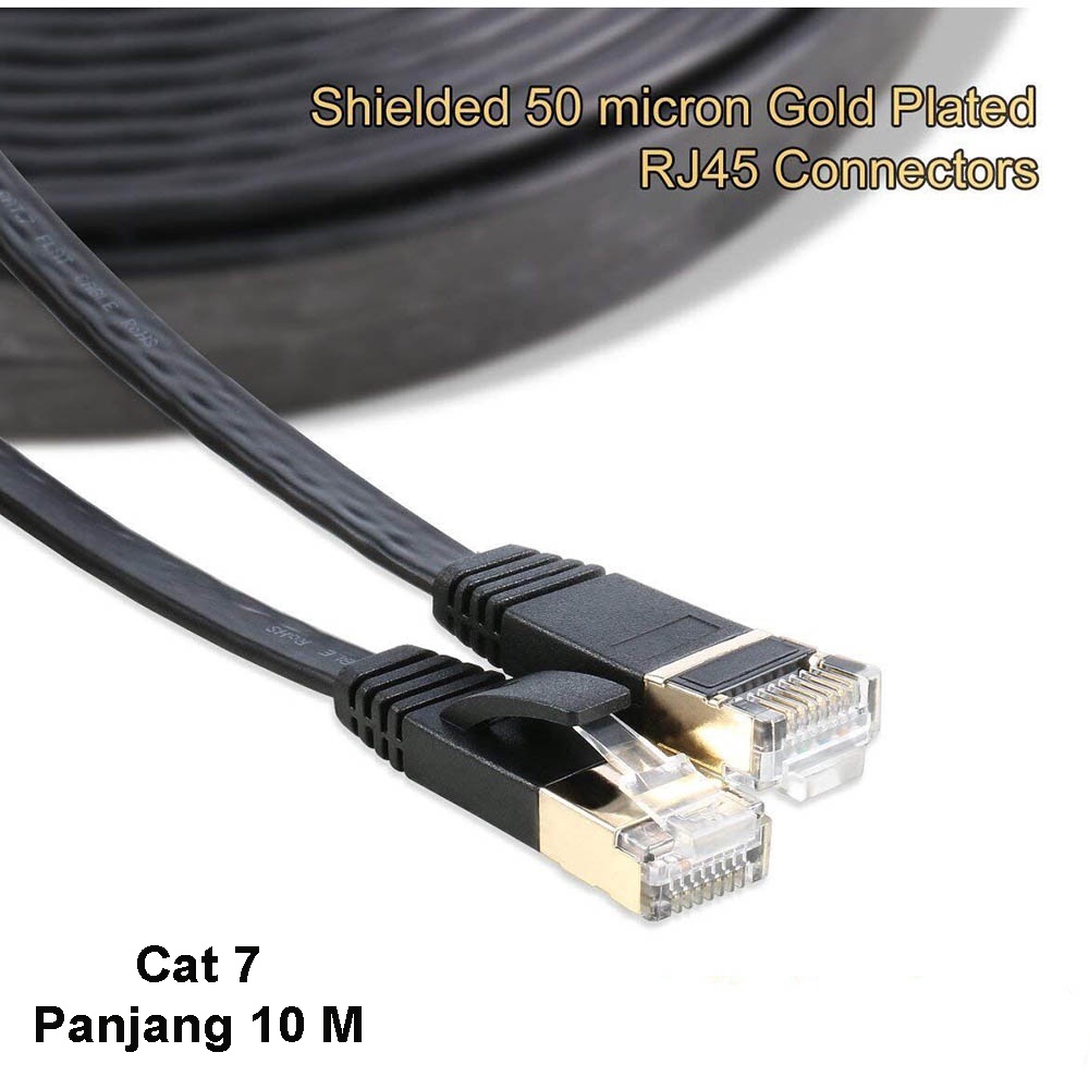 สายเคเบิลอีเธอร์เน็ตเครือข่าย LAN แบบแบน RJ45 Cat7 10M - NW107 | Shopee ...