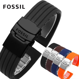 2/20✈Fossil สายนาฬิกาข้อมือซิลิโคน กันน้ํา กันเหงื่อ 22 มม. สําหรับผู้ชาย FS5237 FS5132 FS5241