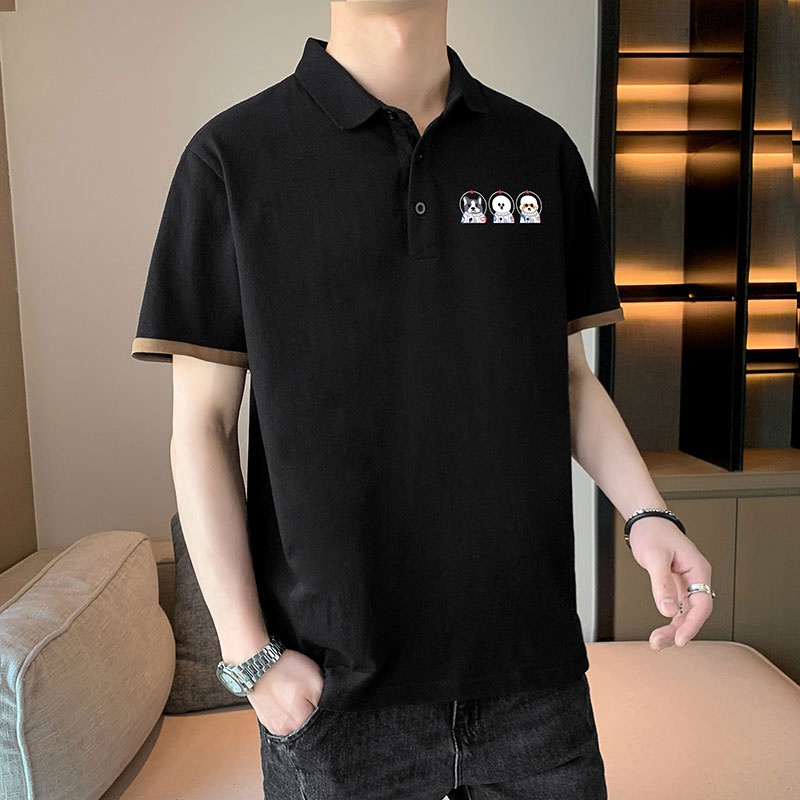 เสื้อโปโลแขนสั้นลําลอง-คอปก-แฟชั่นฤดูร้อน-สไตล์เกาหลี-สําหรับผู้ชาย