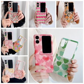 เคสป้องกันโทรศัพท์มือถือ PC กันกระแทก หน้าจอพับได้ ลายดอกไม้ สําหรับ OPPO Find N2 Flip 5G