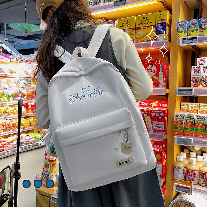 กระเป๋าแฟชั่นเกาหลีน่ารัก-hotoriginal-ins-กระเป๋าเป้สะพายหลังนักเรียนหญิงวิทยาลัยลม-simple-bear-กระเป๋าเป้สะพายหลัง