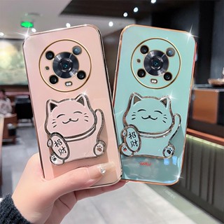 เคสนิ่ม ลายแมวนําโชค พร้อมขาตั้ง สําหรับ Honor magic4 Pro Honor 8X Honor 20 Pro