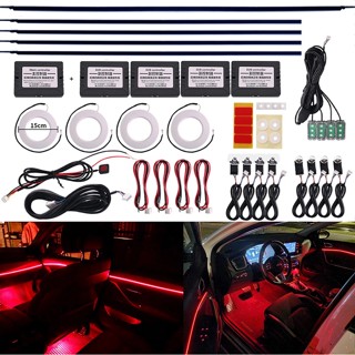 18 In 1 22 In 1 แถบไฟเบอร์ออปติก LED RBG 64 สี สําหรับตกแต่งภายในรถยนต์