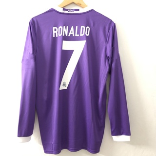 เสื้อกีฬาแขนสั้น ลายทีมชาติฟุตบอล RONALDO Real Madrid 2016 สีม่วง สําหรับผู้ใหญ่ 2017