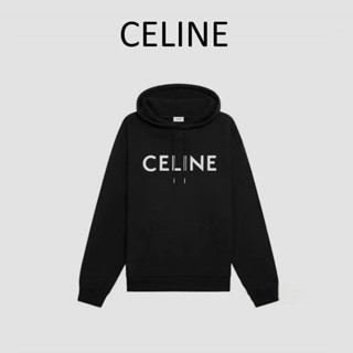 Celine เสื้อกันหนาว แขนยาว มีฮู้ด ลายโลโก้ เรียบง่าย สไตล์คลาสสิก