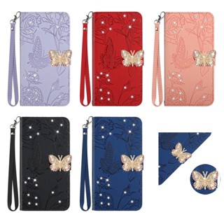 เคสมือถือ แบบหนัง ฝาพับ ลายผีเสื้อ พร้อมช่องใส่บัตร สําหรับ Samsung Galaxy S23+ S23 Plus S23 Ultra A14 A34 A54 5G A04E A04S A04 4G A23E/A23S
