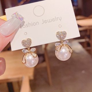 Dincior Girl Accessories New Fashion Pearl Heart Earrings for Women