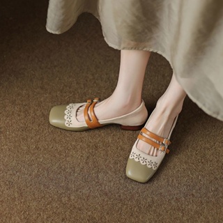 🎼แฟชั่น รองเท้าผู้หญิง รอวเท้าแตะผู้หญิง🎀 สไตล์แมรี่ เจน สไตล์สาวบริสุทธิ์เวอร์ชั่นเกาหลี รองเท้านักเรียน