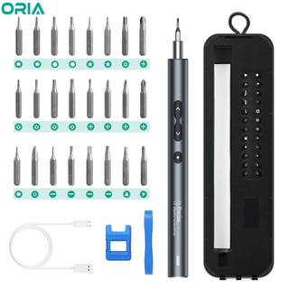 Oria 28 in 1 ชุดไขควงอิเล็กทรอนิกส์ ชุดเครื่องมือซ่อม แม่นยํา ชาร์จ USB (อัพเกรด)