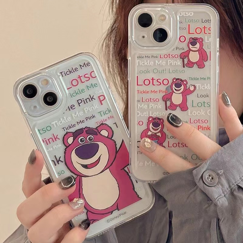 พร้อมส่ง-เคสโทรศัพท์มือถือแบบใส-ลายหมีสตรอเบอร์รี่น่ารัก-สําหรับ-iphone-14-promax-13-12-xs