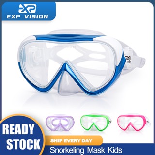 EXP VISION หน้ากากดําน้ํา เด็ก แว่นตาว่ายน้ํา ป้องกันหมอก แว่นตาว่ายน้ําเด็ก ป้องกันรั่ว พร้อมที่ปิดจมูก สําหรับเด็กผู้ชาย เด็กผู้หญิง 6 สี -EX1700K