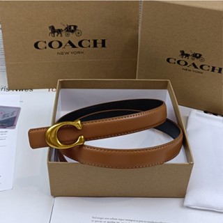 Coach เข็มขัดหนัง หัวเข็มขัดโลหะ โลโก้ C คลาสสิก 2.5 ซม. สําหรับผู้หญิง