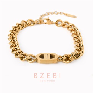 BZEBI กําไลข้อมือ สร้อยคอแฟชั่น ทอง กําไลข้อมือผู้หญิง โซ่ สเตนเลส 18K เครื่องประดับ สําหรับผู้หญิง 1156b