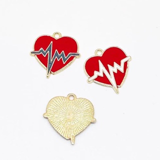 เครื่องประดับ จี้รูปหัวใจ ECG สีแดง เหมาะกับของขวัญ แฟชั่นสําหรับผู้หญิง จํานวน 4 ชิ้น