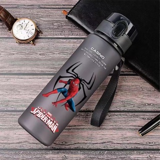 Marvel Sports Water Bottle Spiderman Iroman 560Ml Water Glass  Adult Outdoor Water Bottle with Straw Plastic Portable Kids Cup Gifts