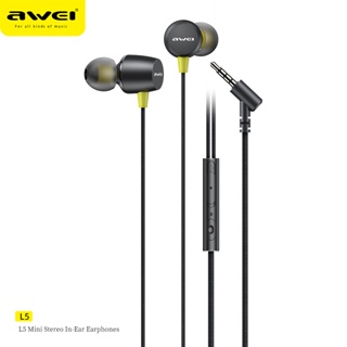 Awei L5 3.5mm Plug Wired Earphone In-ear Sport Headphone Stereo Earbuds With Mic
