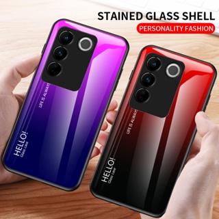 【กระจกนิรภัย ไล่โทนสี ด้านหลัง】เคสไฮบริด บาง กันกระแทก สําหรับ vivo V27e V27 Pro V27 V25 Pro V25 V21 V21e V20 Pro V20 V19 (อินโดนีเซีย) V19 (อินเดีย) V17 Pro