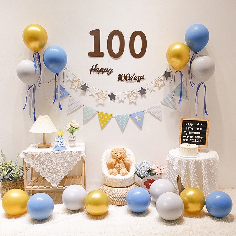 happy-ชุดที่วางลูกโป่ง-100-วัน-ครบรอบ-ครบรอบ-100-ปี-สีกาแฟ-สําหรับตกแต่ง