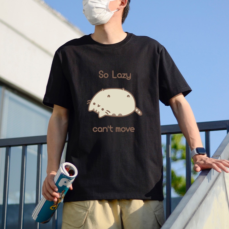 lazy-cat-unisex-t-shirt-เสื้อยืดแขนสั้น-ผ้าฝ้าย-พิมพ์ลายแมวขี้เกียจ-สไตล์ฮิปฮอป-สตรีท-ขนาดใหญ่พิเศษ-สําหรับผู้ชาย-และผู้หญิง-ไซซ์-extra-big-size-s-6xl-1436a