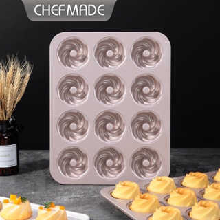 Chefmade ถาดอบโดนัท 12 ช่อง ไม่ติดผิว สําหรับเตาอบ เบเกอรี่ (สีทองแชมเปญ) WK9928