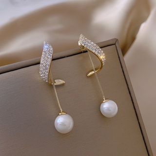 Dincior Gilr Ins New Delicate Crystal Pearl Dangle Earrings for Women