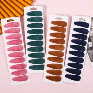 กิ๊บติดผม ผ้าฝ้าย ผ้ากํามะหยี่ขนนิ่ม ขนาด 2.1 นิ้ว สีพื้น แบบเรียบง่าย สําหรับเด็กผู้หญิง จํานวน 10 ชิ้น ต่อชุด