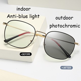 2 In 1 แว่นตากันแดด กรอบโลหะ ทรงสี่เหลี่ยม ป้องกันรังสียูวี ป้องกันแสงสีฟ้า สําหรับผู้ชาย และผู้หญิง