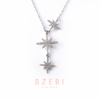 BZEBI สร้อยเงินแท้ แฟชั่น ผู้หญิง ทองคํา necklace สแตนเลส เพชร ไม่ลอกไม่ดํา เครื่องประดับ สําหรับผู้หญิง 731n