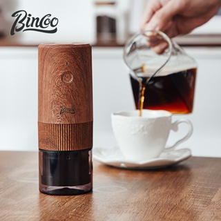 Bincoo เครื่องบดเมล็ดกาแฟไฟฟ้า แกนเหล็ก เครื่องบดเมล็ดกาแฟ แบบพกพา ลายไม้