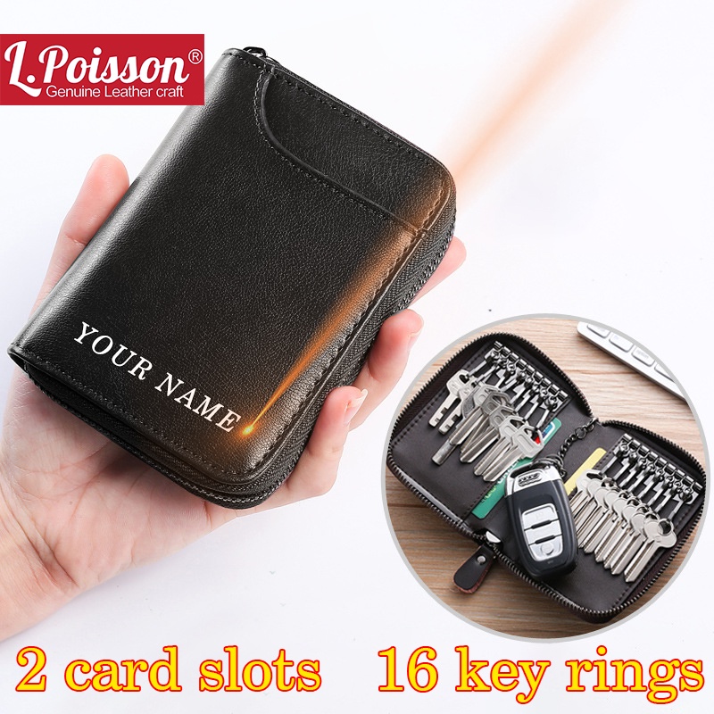 16 Key rings House Keeper Key Wallet Cow Leather Key Ring Credit Card ...