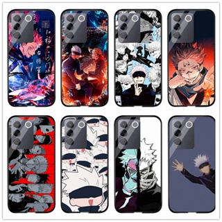 เคสโทรศัพท์มือถือกระจกนิรภัย แบบแข็ง กันกระแทก ลายการ์ตูนอนิเมะ Jujutsu Kaisen Yuji Itadori Gojo Satoru สําหรับ vivo v27e v27 v27 pro