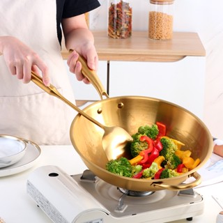 Frying pan [36 ซม.] ชุดเครื่องครัว กระทะสเตนเลส พร้อมที่จับ สําหรับทอดอาหาร