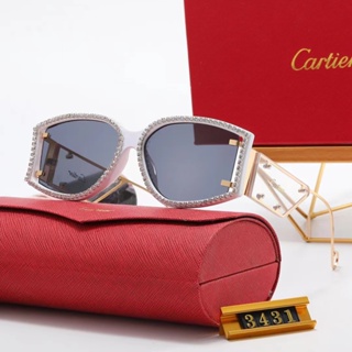 Cartier 2023 แว่นตากันแดดแฟชั่น กรอบโลหะ ป้องกันรังสียูวี หรูหรา สําหรับผู้ชาย และผู้หญิง