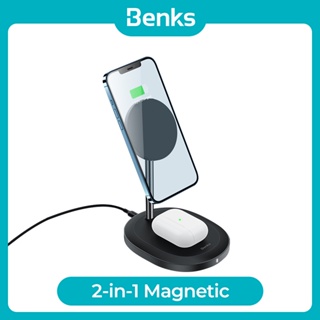 Benks MagClap™ 2-in-1 แท่นชาร์จแม่เหล็กไร้สาย 15W สําหรับ IPhone 14 13 12 Pro Max