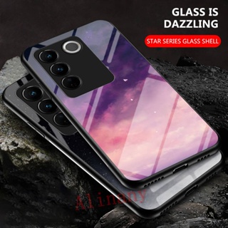 กรณี Vivo V27 5G ฝาครอบกรณี Gradient Starry Glass Casing VivoV27 เคสโทรศัพท์ Back Cover