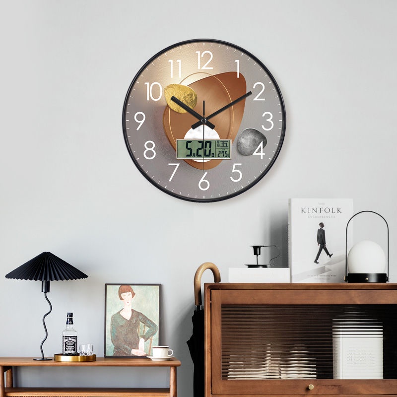 นาฬิกาดิจิตอลติดผนัง-นาฬิกาตั้งโต๊ะ-แฟชั่นที่ทันสมัยแสงและศิลปะเงา-นาฬิกาแขวนห้องนั่งเล่นเงียบ-สุทธิคนดังในครัวเรือนควอตซ์ความคิดสร้างสรรค์-แสงที่เรียบง่ายนาฬิกาแขวนผนังหรูหรา