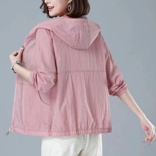 เสื้อแจ็กเก็ตแขนยาวลําลอง ป้องกันแดด ทรงหลวม แฟชั่นฤดูร้อน สําหรับผู้หญิงวัยกลางคน