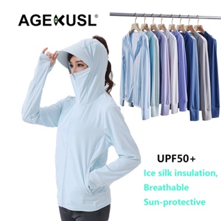 Agekusl เสื้อแจ็กเก็ต ผ้าเรยอน ป้องกันรังสียูวี UPF50+ แฟชั่นฤดูร้อน สําหรับผู้ชาย และผู้หญิง