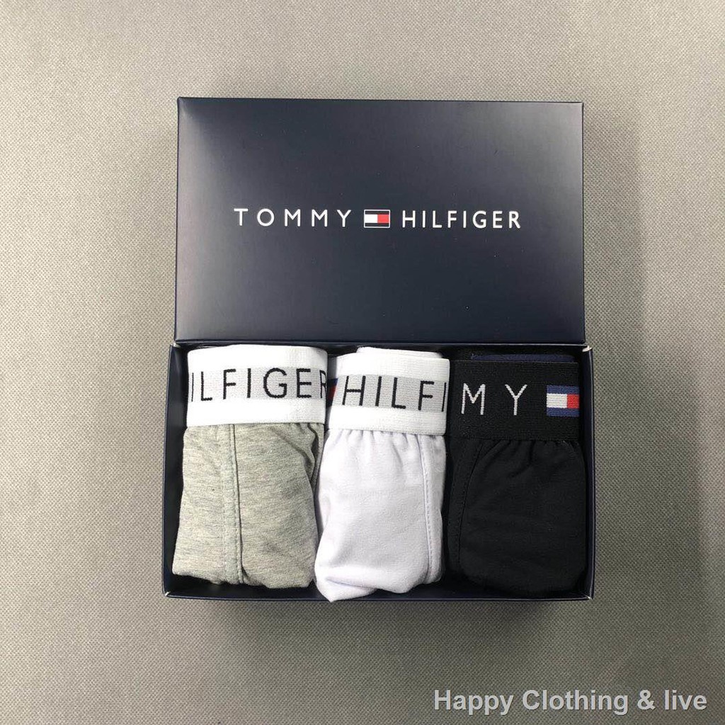 3-ชิ้น-tommy-hilfiger-ผ้าฝ้าย-กางเกงบ็อกเซอร์-สี่มุม-ใหม่-ผู้ชาย-ชุดชั้นใน-ทํากล่องของขวัญ-บริสุทธิ์