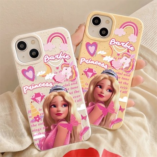 เคสโทรศัพท์มือถือ แบบนิ่ม ลายบาร์บี้ สีรุ้ง สีขาว สําหรับ iphone 14promax 11 13 12 7 8 Plus X XR XSMax