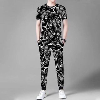 มาใหม่ เสื้อยืดลําลอง แขนสั้น กางเกงขายาว สไตล์จีน แฟชั่นฤดูร้อน สําหรับผู้ชาย